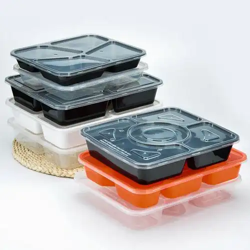 一次性餐盒快餐黑色便当商务打包外卖方形高端一次性餐盒