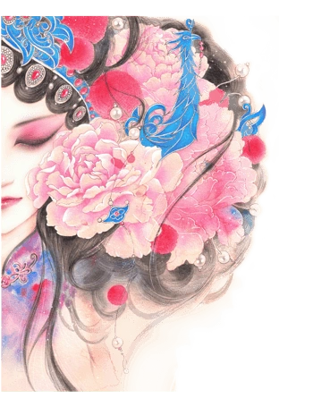 唯美手绘风戏曲花旦半边头像