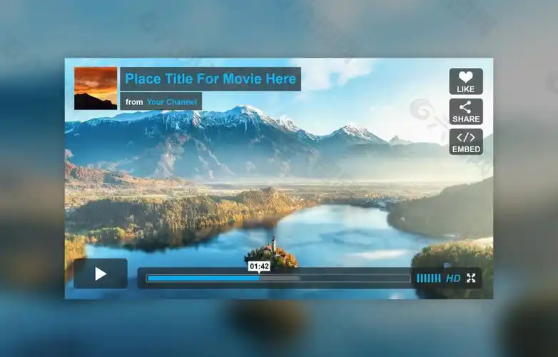 蓝色视频播放器界面素材