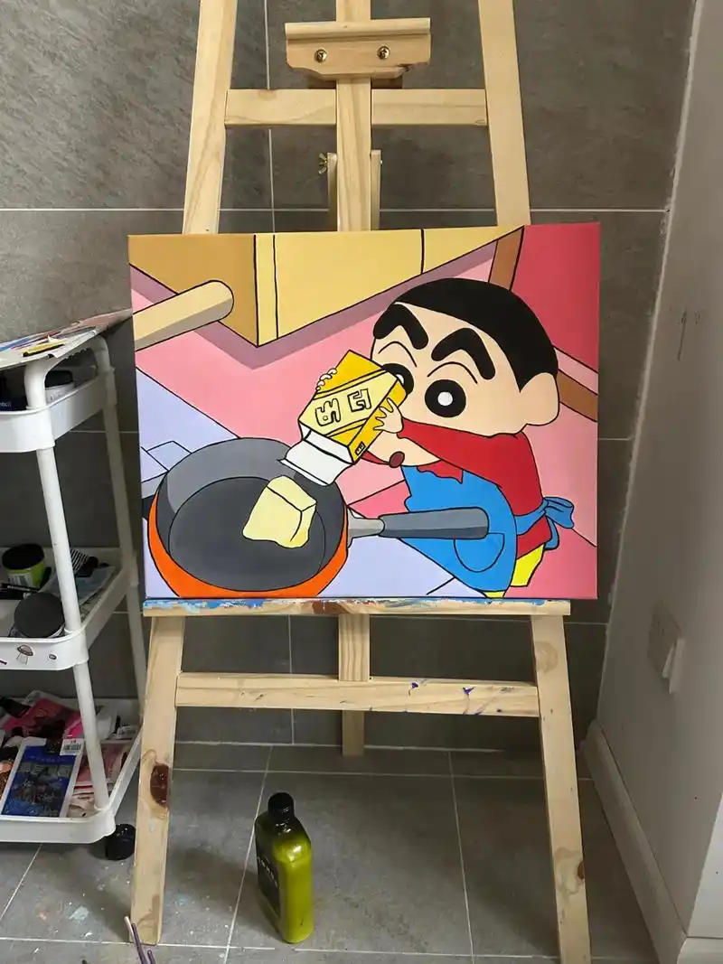 丙烯画|蜡笔小新.又又又一副野原新之助 附带作画过程图#画画 - 抖音