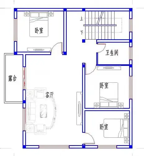 100平方米三层农村自建房2厅7卧经济实用造价25万