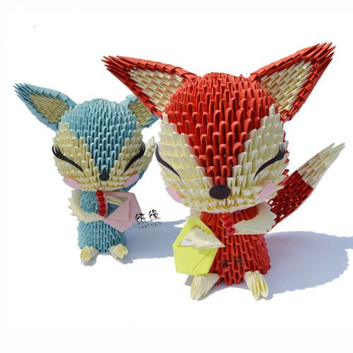 三角插狐狸材料包纸缘手工阿狸卡通学生手工材料(非成品自己做)