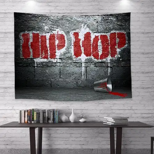 摇滚嘻哈背景hiphop酒吧会所工作室墙壁装饰挂布挂毯