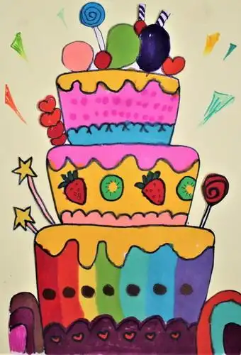 生日蛋糕儿童画图片