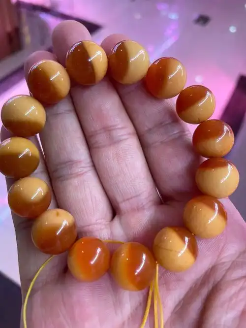 天然缅黄玉聚宝盆手串