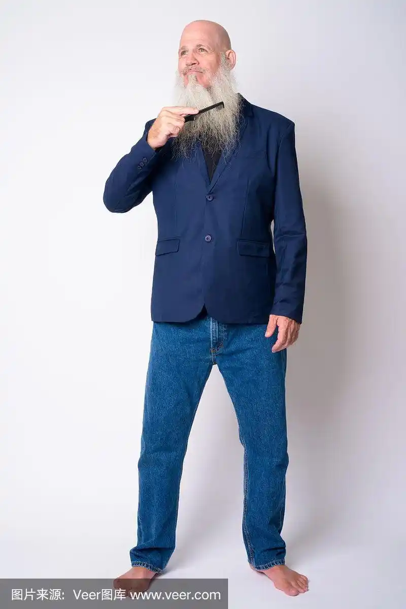 中老年人,全身像,男商人,络腮胡子,秃头