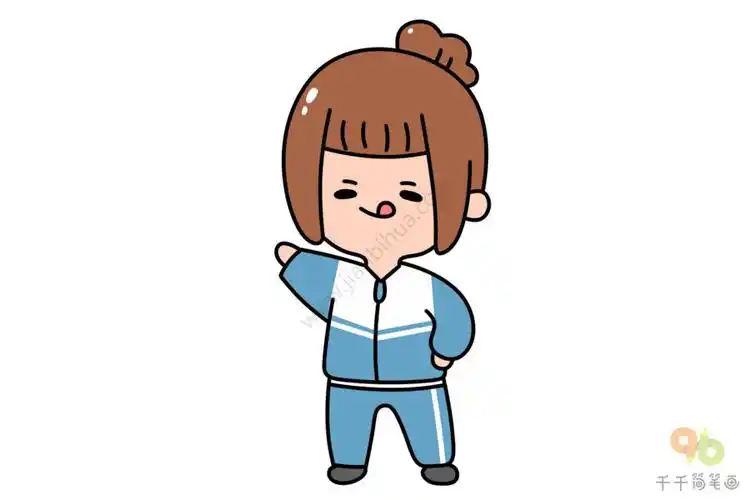 穿校服的小女孩简笔画