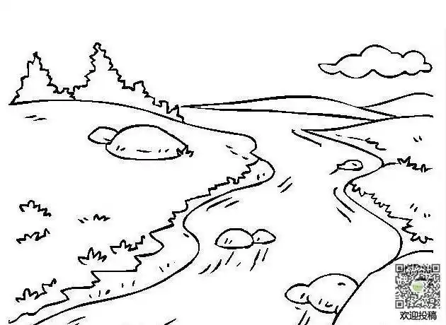 河流简笔画简笔画 山川河流简笔画大图 第1页