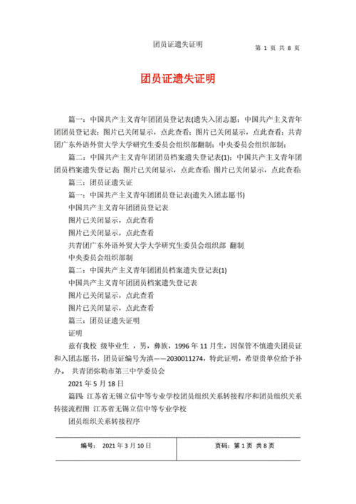 团员证遗失证明.docx 8页