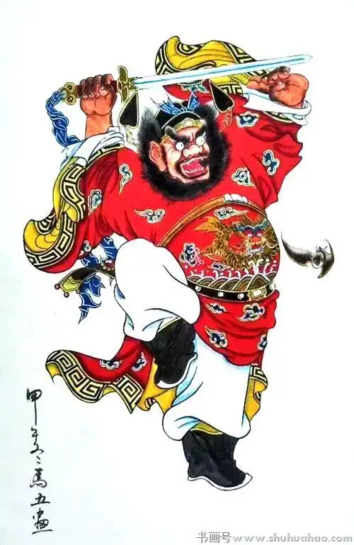 马五《钟馗驱鬼图》工笔画