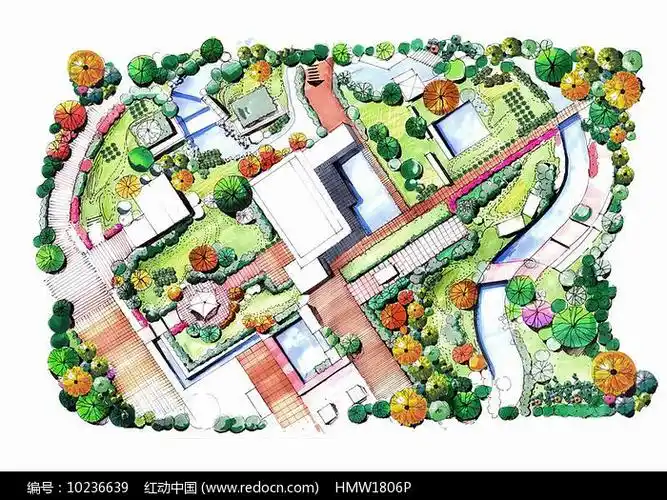 公园景观彩平手绘