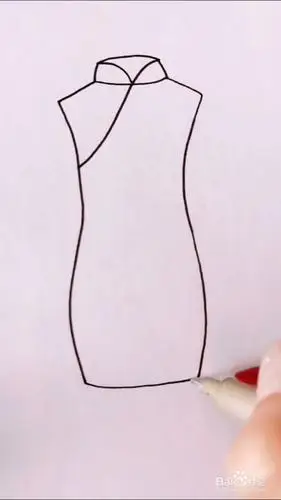 过年旗袍女孩简笔画