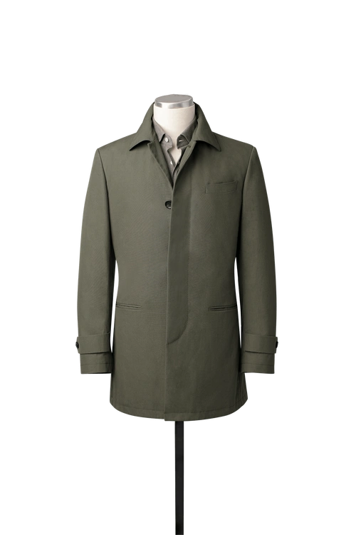 军绿色全棉干部风衣