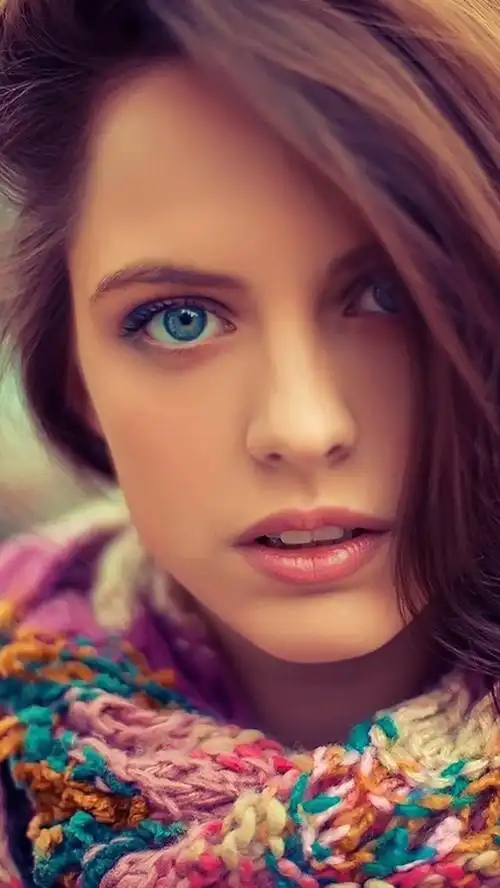 蓝眼睛的漂亮女孩,脸,头发,毛衣