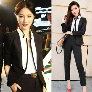 欧美 熊乃瑾明星同款 小西装套装女气质潮黑色休闲西服职业装