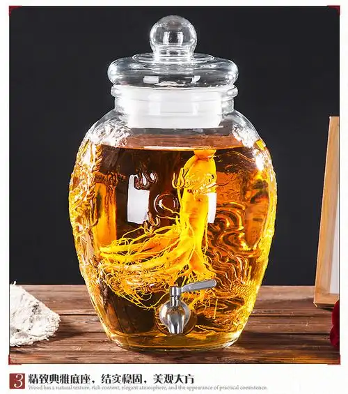 泡酒瓶玻璃瓶带龙头专用酒瓶密封泡酒罐泡酒坛子家用加厚酒缸10斤