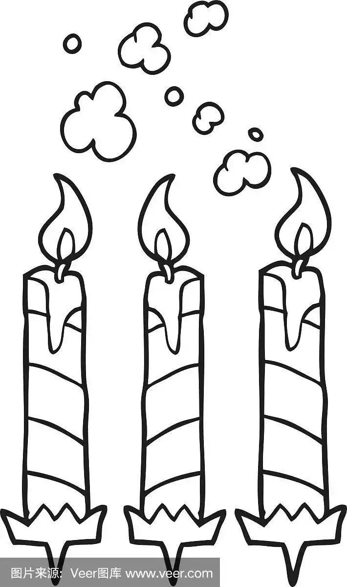黑白卡通生日蛋糕蜡烛