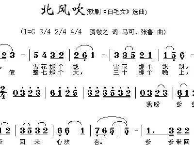 简谱北风吹_北风吹简谱双手