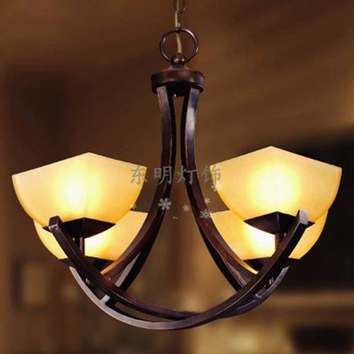 欧式铁艺灯小客厅灯古典灯具卧室灯餐厅灯4头小吊灯北欧小吊灯