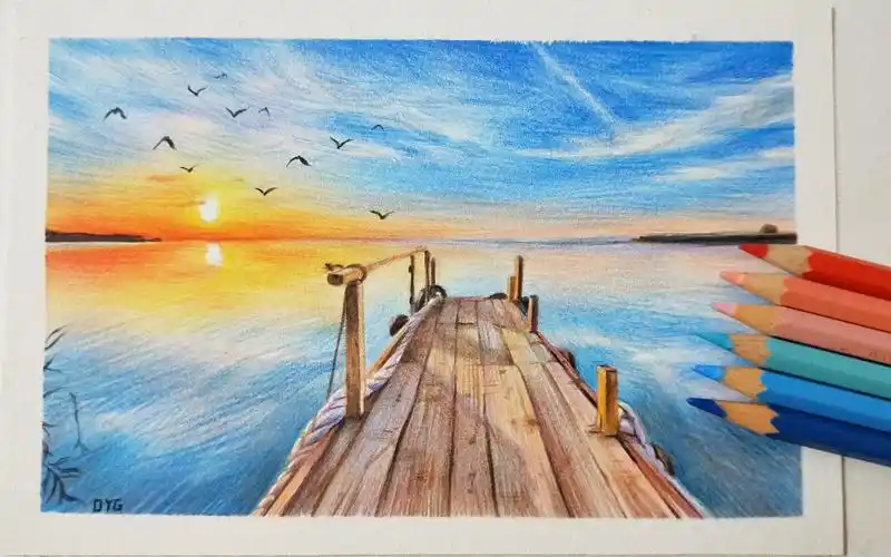 【彩铅】 彩铅风景画基础教学 绘画全过程 在绘画中需要注意哪些细节