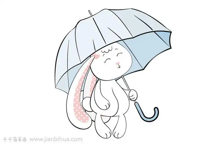 小兔子打伞简笔画步骤
