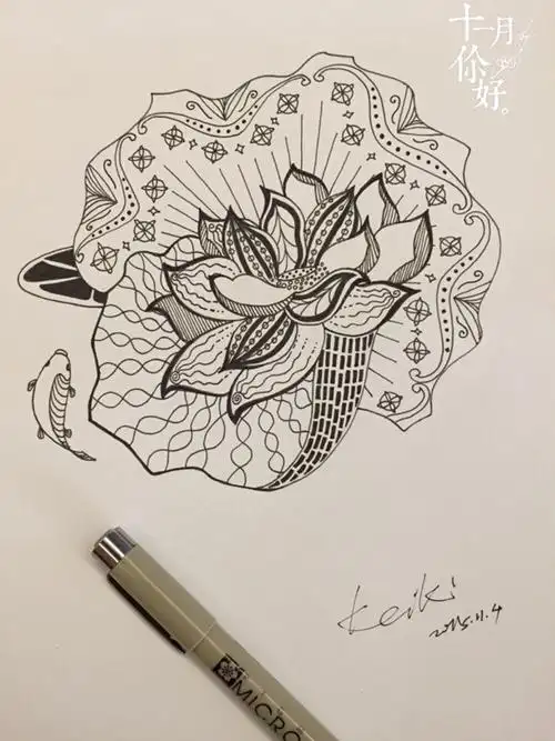 禅绕 荷 微信公众号:逸绘禅绕艺术zentangle