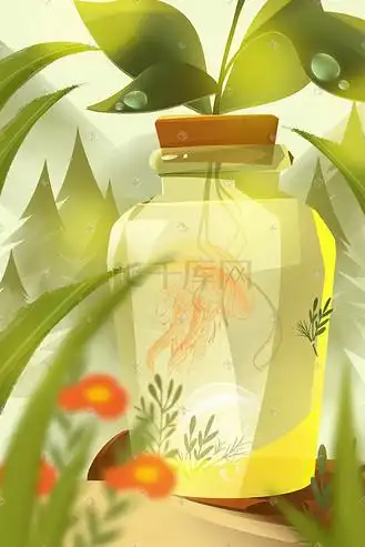 瓶子花丛唯美创意小清新插画