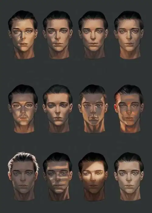 人物头部光影分布在画面的表现