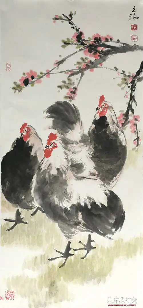 取像求真-天津著名画家陈之海小写意画鸡作品欣赏