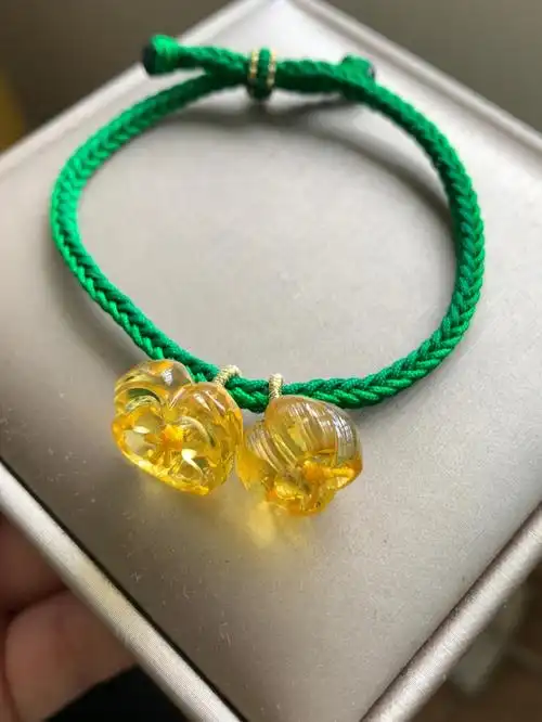 天然琥珀蜜蜡桂花手绳手链