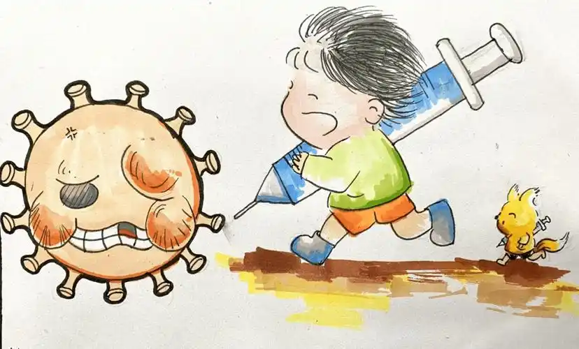 巾帼岗员原创系列漫画绿伢儿大战新冠病毒