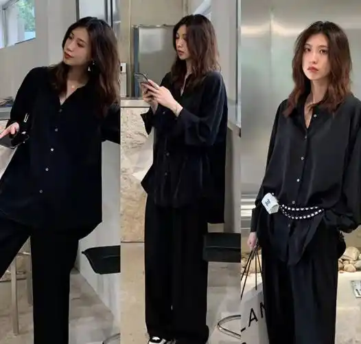 女生穿"黑衬衫"好辣!