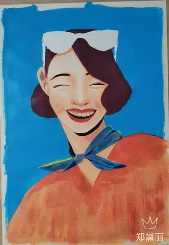水粉人物画笑容