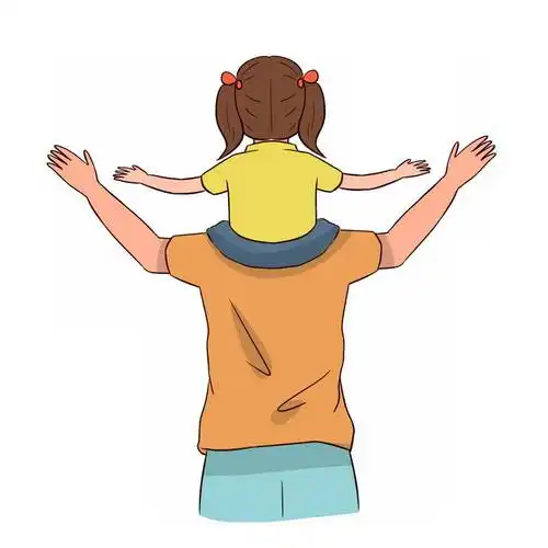 卡通女儿骑在爸爸肩膀上父亲节背影图8780354免抠图片素材