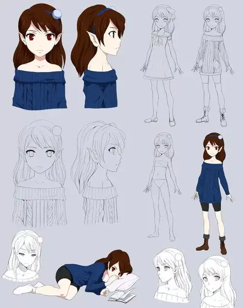 【绘画参考】precia-t 的 114 张角色设定图(人物设计必学)