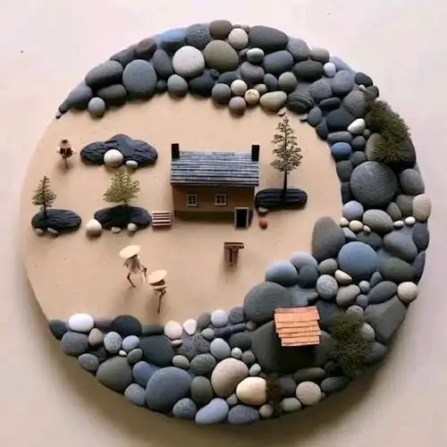 欣赏:鹅卵石拼贴画,质朴又精致的美感!