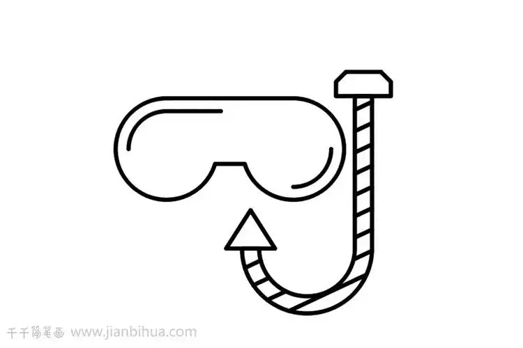 潜水镜简笔画亲子画