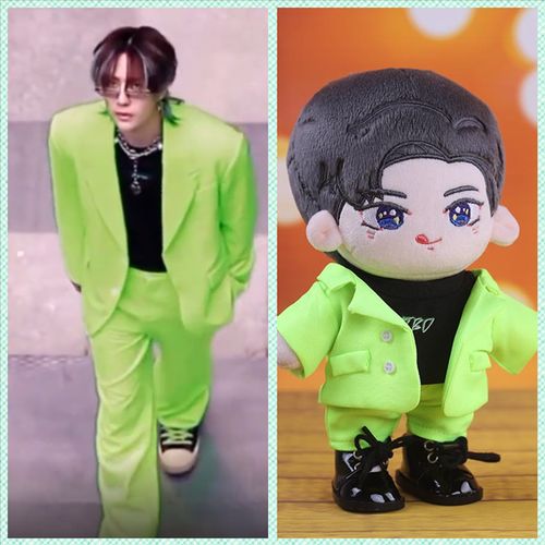 现货娃衣20cm酷王一博同款荧光绿西装套装明星同款玩偶公仔衣服