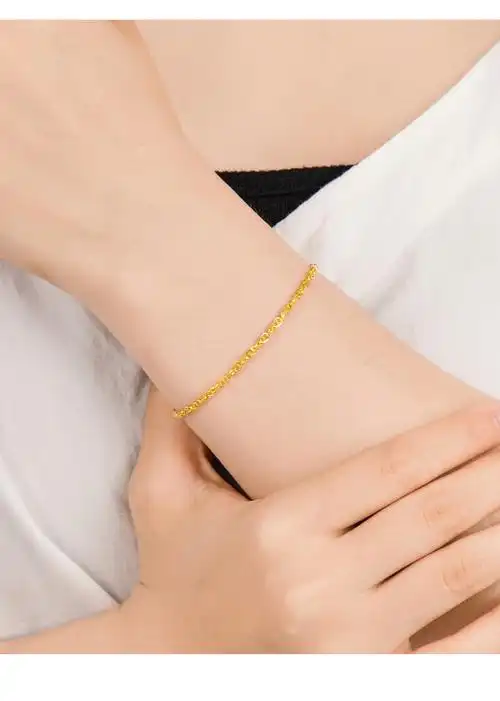 老凤凰 黄金手链足金手链女黄金素金绞丝链经典百搭手饰送女友礼物(线