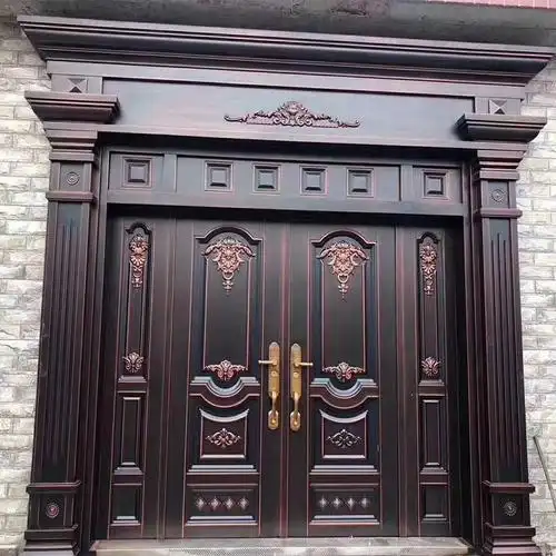 古达定制农村自建房别墅大门双开进户门锌合金入户家用盗乡村庭院仿