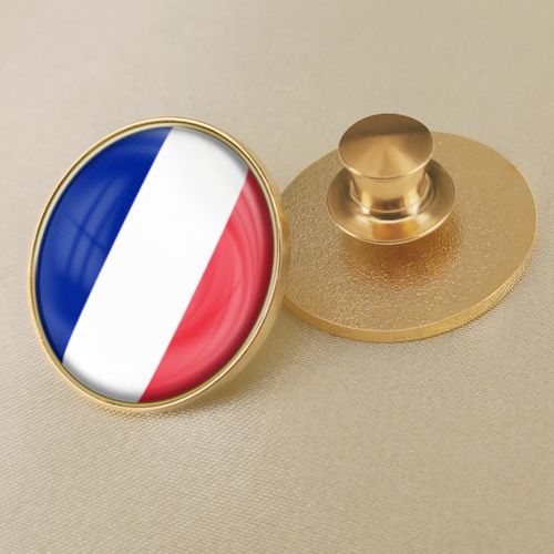 圆形法国国旗徽章定制世界各国旗帜胸章襟章水晶滴胶胸针
