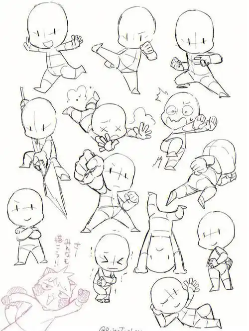 q版人体姿势参考绘画素材