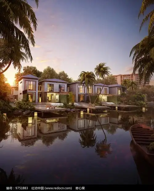 水景别墅式建筑群效果图