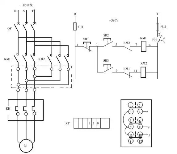 接触器触点相互制约的电动机正反转点动控制电路