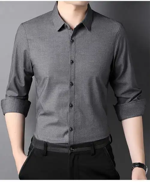 利郎z男装长袖衬衫男士修身2022春秋中青年纯棉商务正装白衬衣黑色