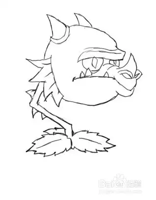 彩色简笔画植物大战僵尸火龙草的画法