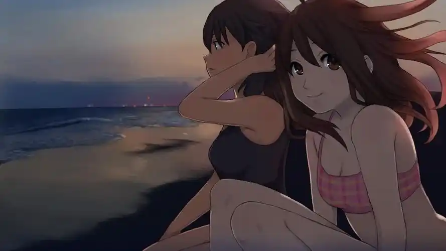 沙滩动漫女孩壁纸