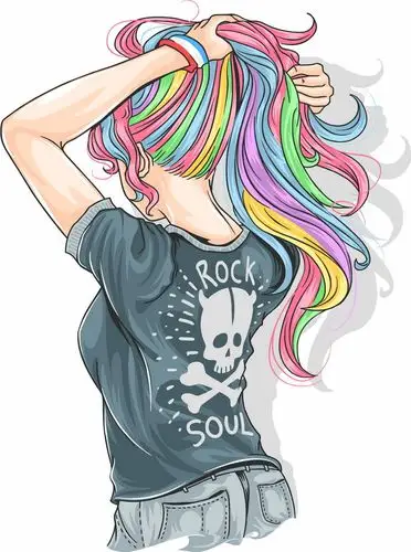 撩头发的美女背影彩色染发574947图片素材