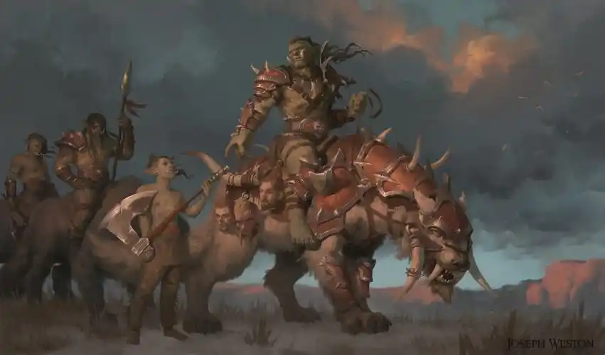 残阳如血风声萧瑟 国外画师:日暮时分的狼骑兵