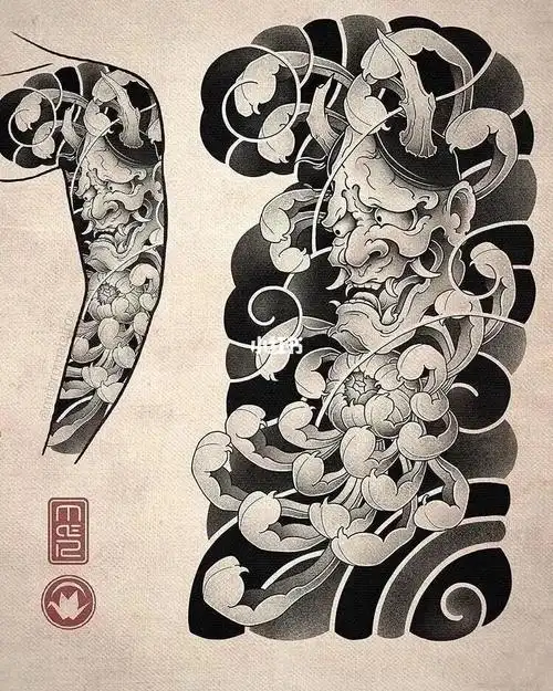 新传统纹身手稿般若花臂手稿